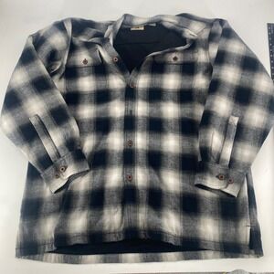 Red Head Brand Co Mens Fleece Lined Flannel Shirt Jacket Black White Plaid Large